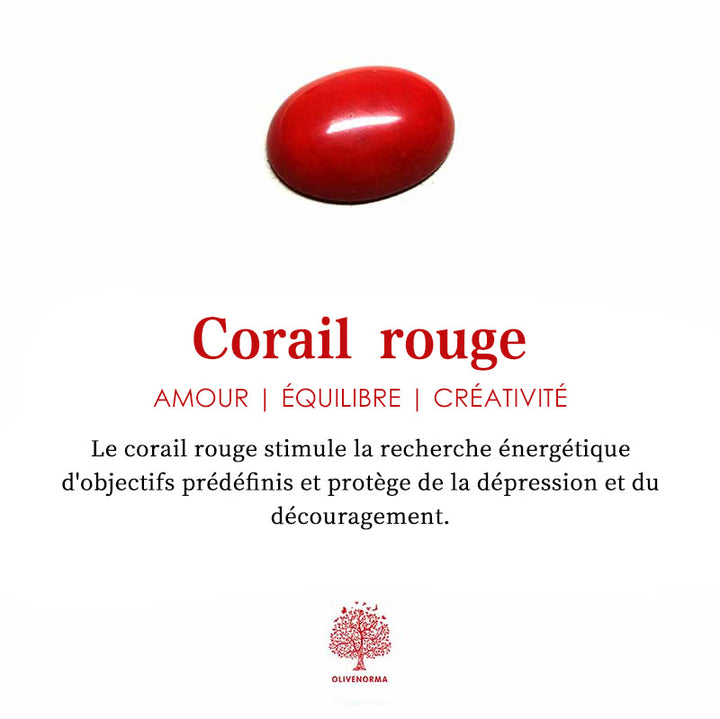 Pyramide d'orgone Hamsa en opale Olivenorma avec corail rouge