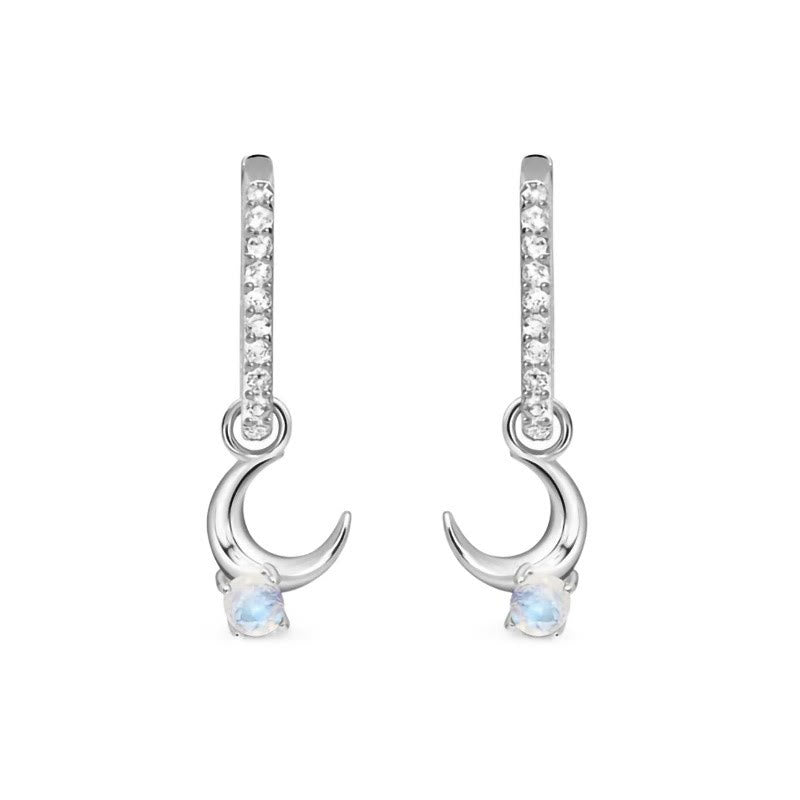 Boucles d'oreilles pendantes en pierre précieuse en forme de croissant de lune Olivenorma
