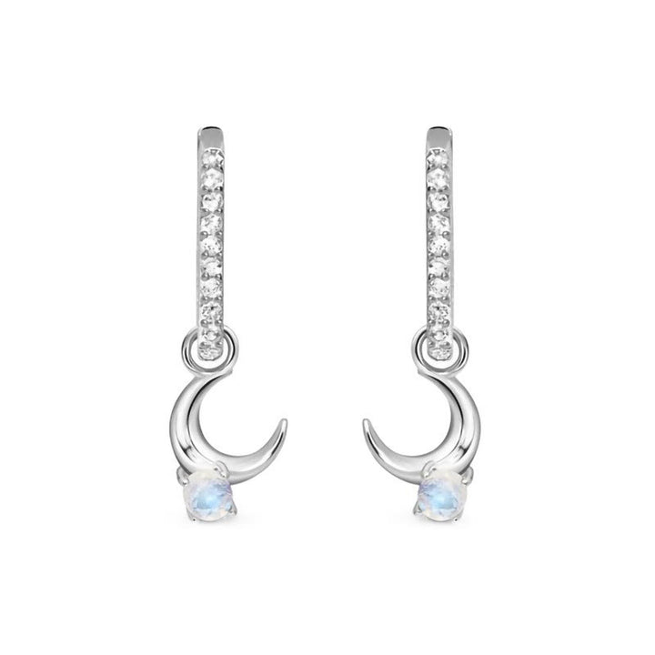 Boucles d'oreilles pendantes en pierre précieuse en forme de croissant de lune Olivenorma