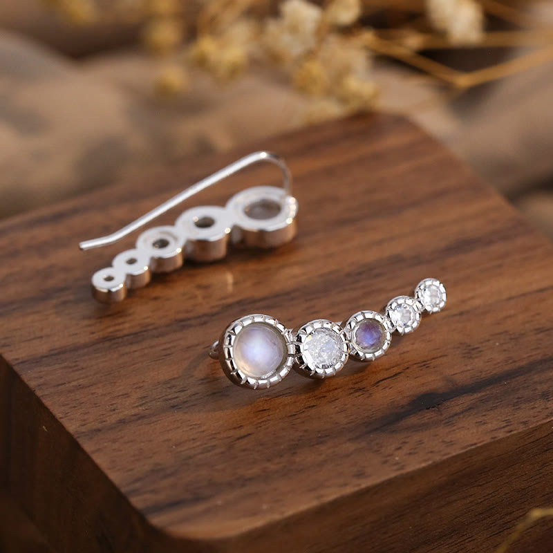 Boucles d'oreilles rondes en pierre de lune et zircon blanc Olivenorma