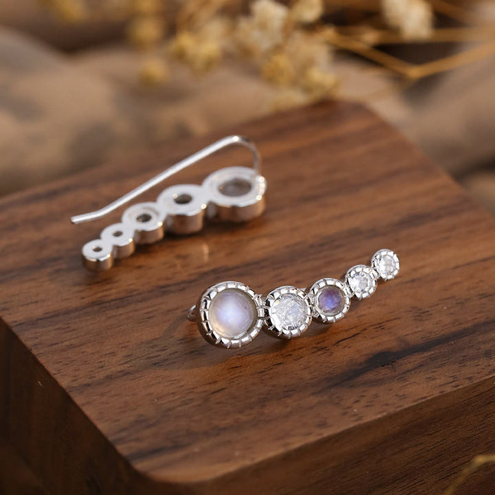 Boucles d'oreilles rondes en pierre de lune et zircon blanc Olivenorma