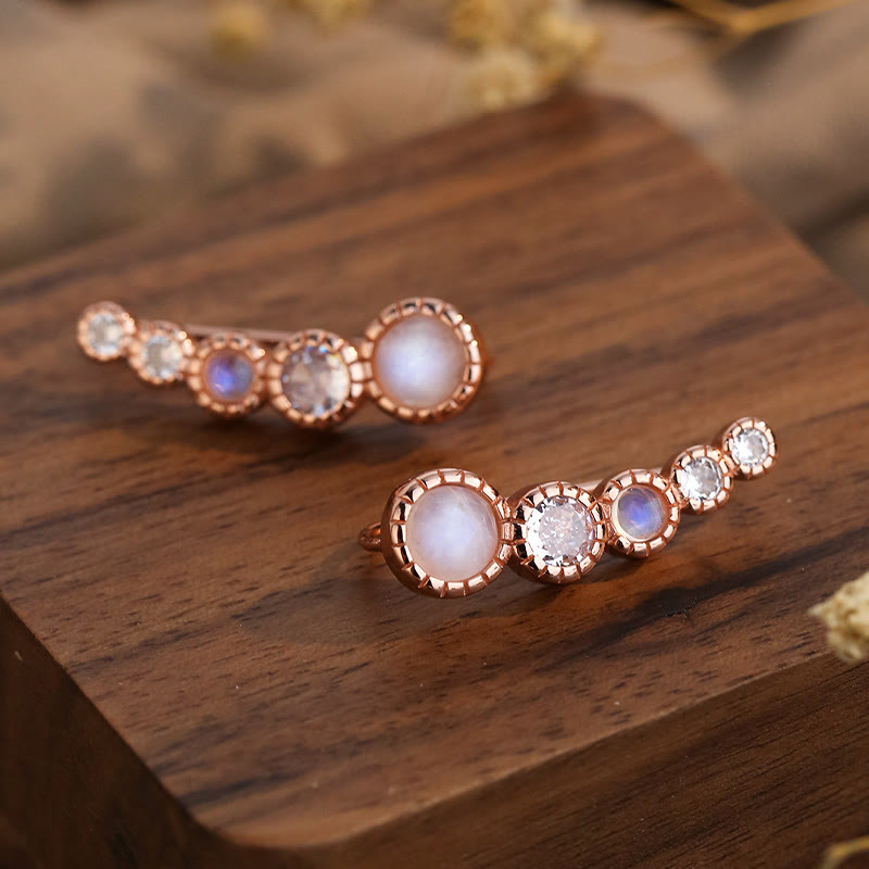 Boucles d'oreilles rondes en pierre de lune et zircon blanc Olivenorma