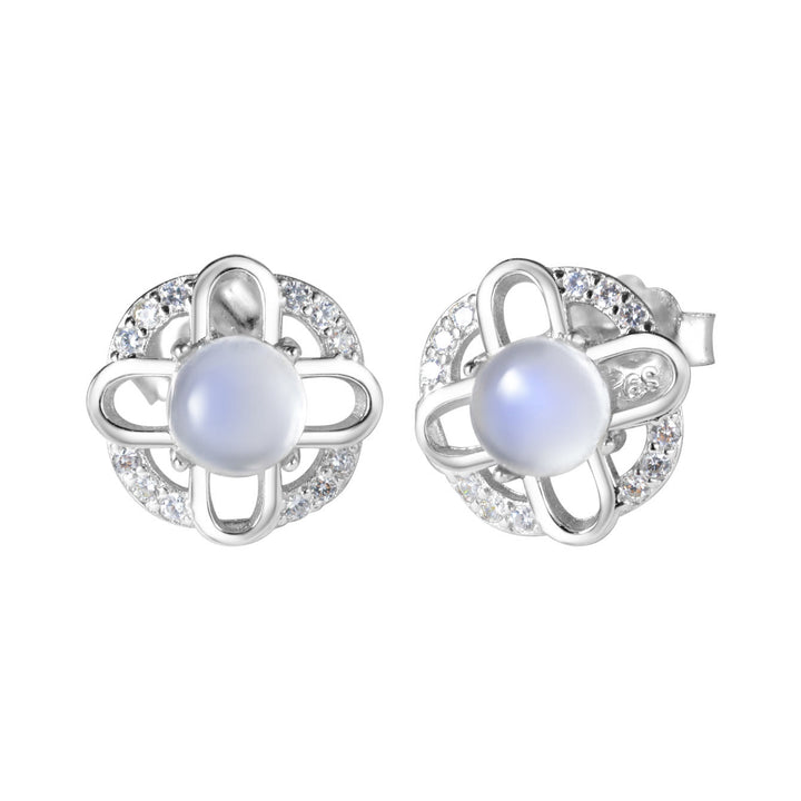 Boucles d'oreilles à tige en argent 925 avec croix en pierre de lune Olivenorma