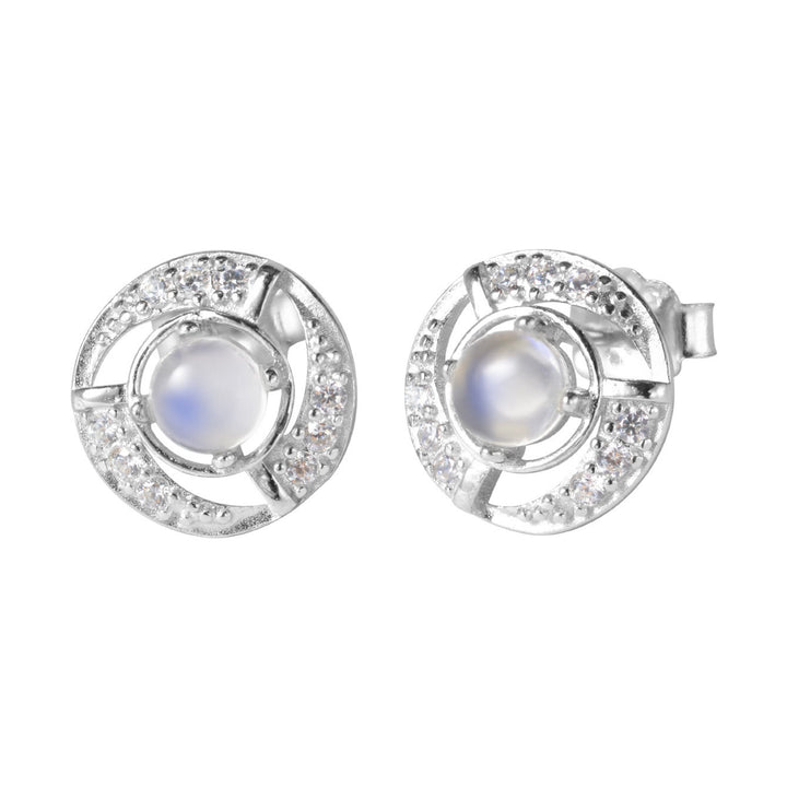 Boucles d'oreilles à tige en forme de tourbillon en pierre de lune Olivenorma