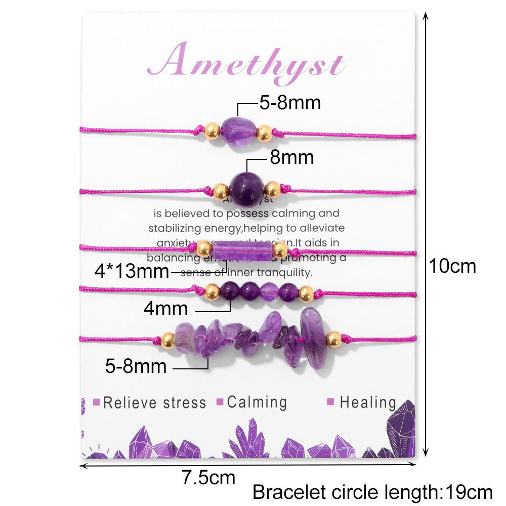 Bracelet tressé énergétique en pierres précieuses fait main Olivenorma 5 pièces