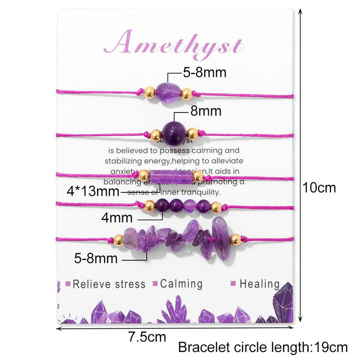 Bracelet tressé énergétique en pierres précieuses fait main Olivenorma 5 pièces