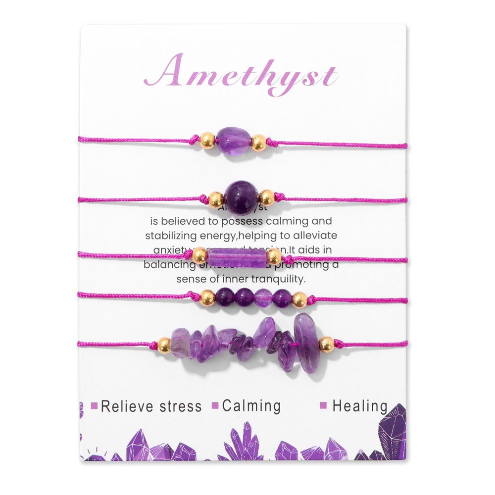 Bracelet tressé énergétique en pierres précieuses fait main Olivenorma 5 pièces