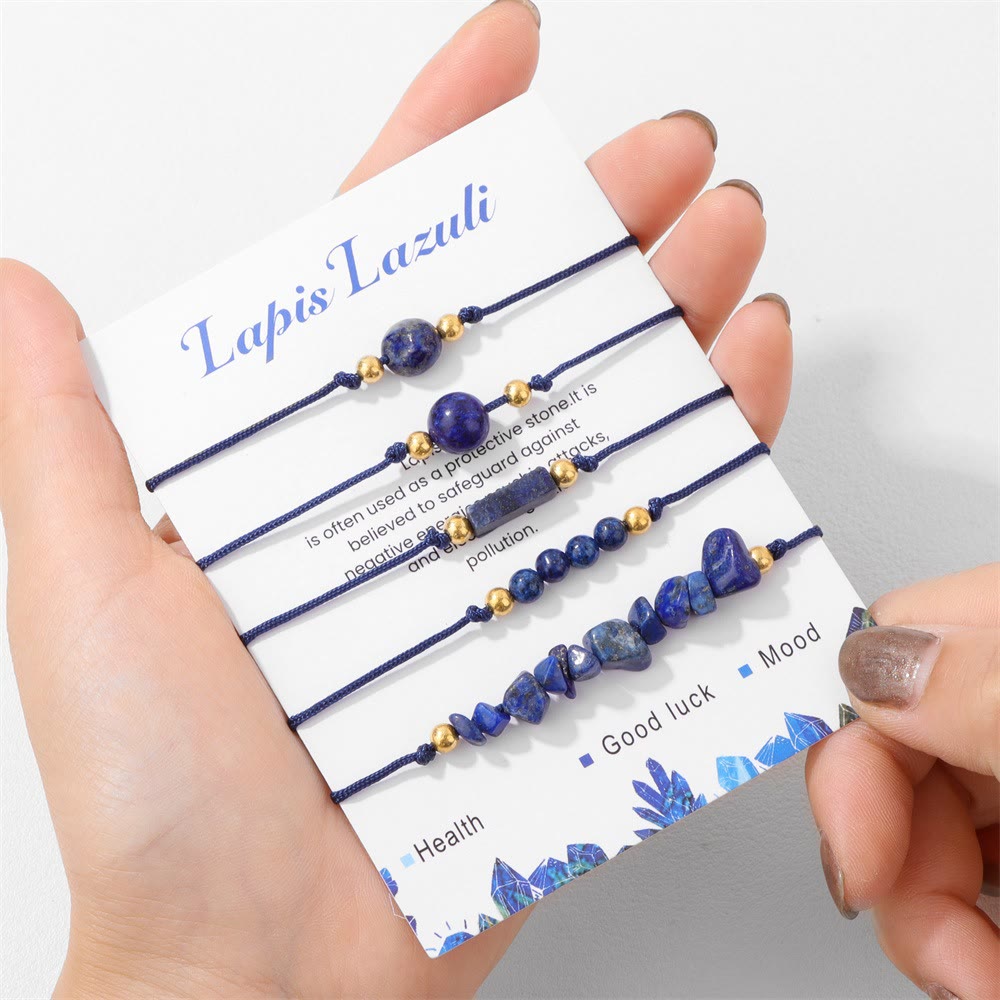 Bracelet tressé énergétique en pierres précieuses fait main Olivenorma 5 pièces