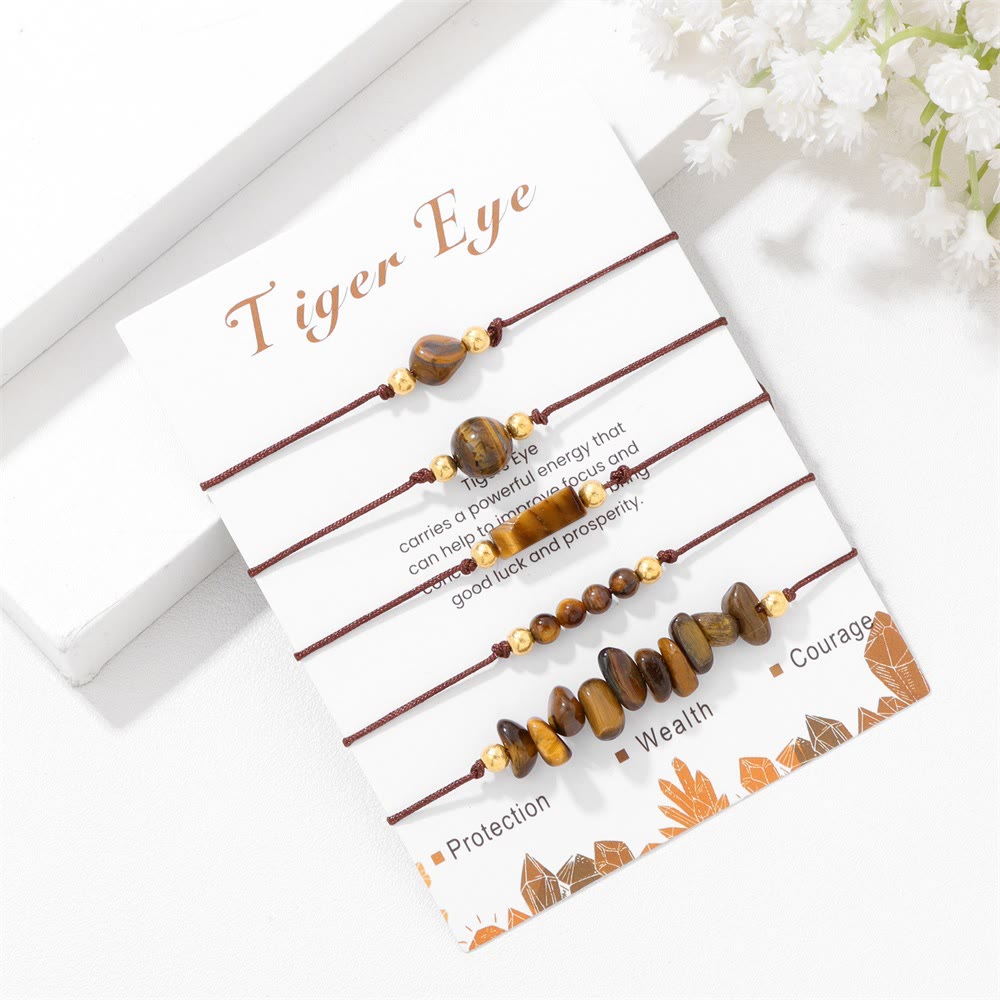 Bracelet tressé énergétique en pierres précieuses fait main Olivenorma 5 pièces