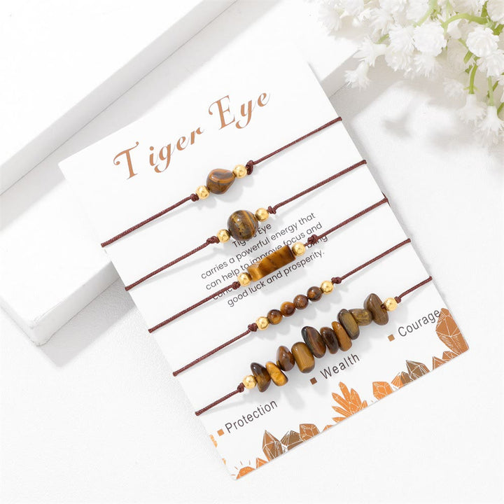 Bracelet tressé énergétique en pierres précieuses fait main Olivenorma 5 pièces