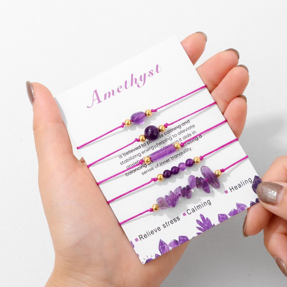 Bracelet tressé énergétique en pierres précieuses fait main Olivenorma 5 pièces