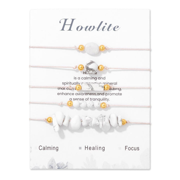 Bracelet tressé énergétique en pierres précieuses fait main Olivenorma 5 pièces