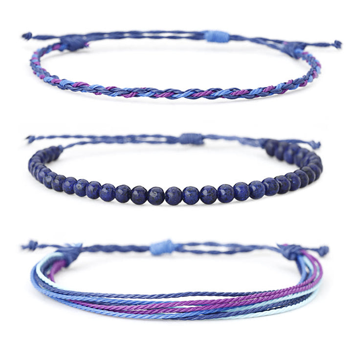 Bracelet tressé en corde de coton avec perles naturelles Olivenorma