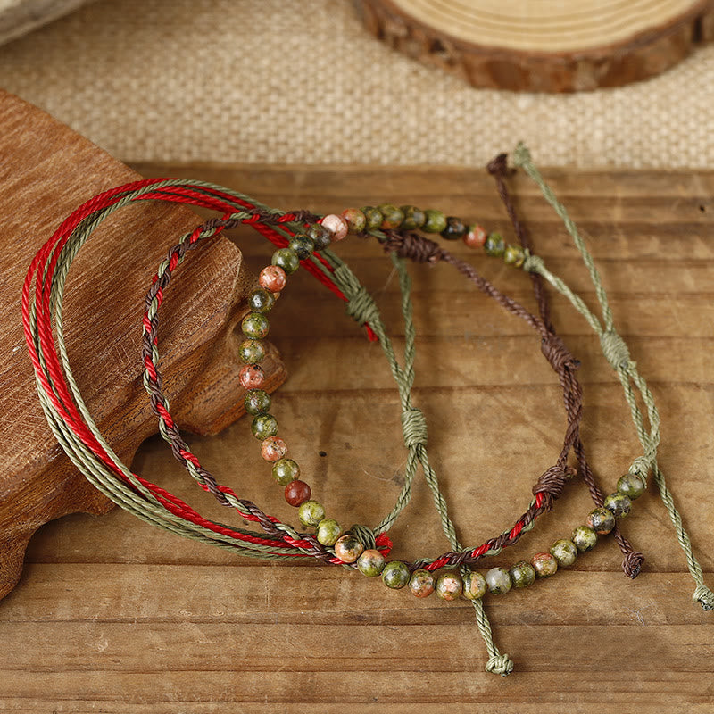 Bracelet tressé en corde de coton avec perles naturelles Olivenorma