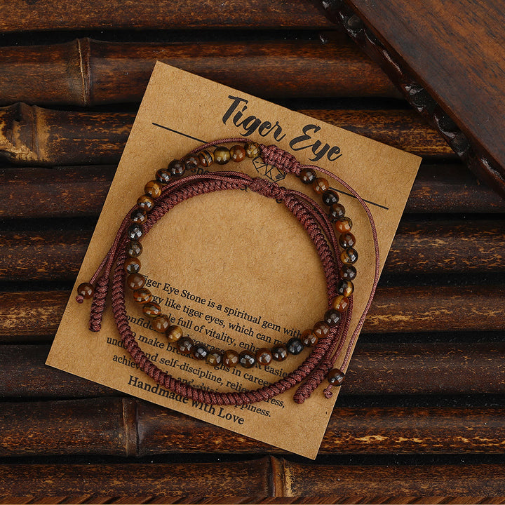 Bracelet tressé en perles d'œil de tigre naturelles Olivenorma