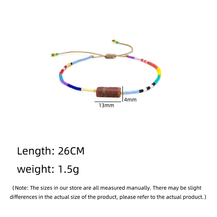 Bracelet pendentif rectangulaire en perles naturelles et cristal Olivenorma