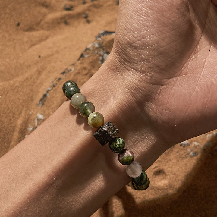 Bracelet en perles de pierre de lave et d'agate Olivenorma India