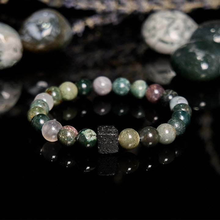 Bracelet en perles de pierre de lave et d'agate Olivenorma India