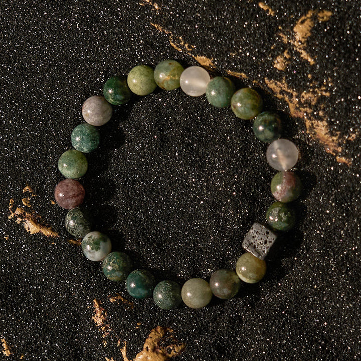 Bracelet en perles de pierre de lave et d'agate Olivenorma India