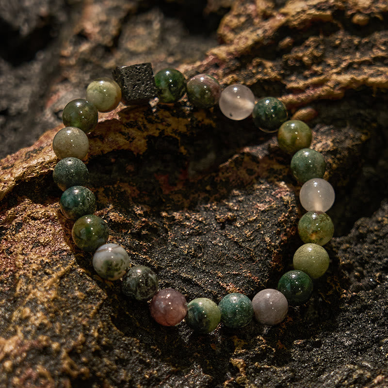 Bracelet en perles de pierre de lave et d'agate Olivenorma India