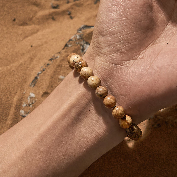 Bracelet en perles de jaspe naturel en pierre de lave Olivenorma