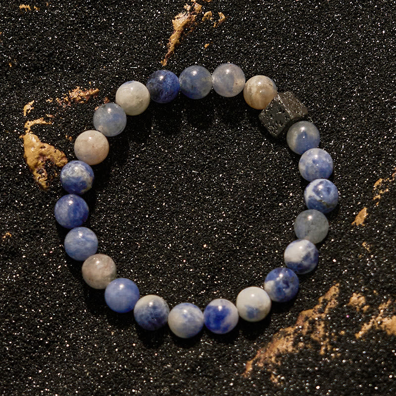 Bracelet en perles de sodalite bleue en pierre de lave naturelle Olivenorma