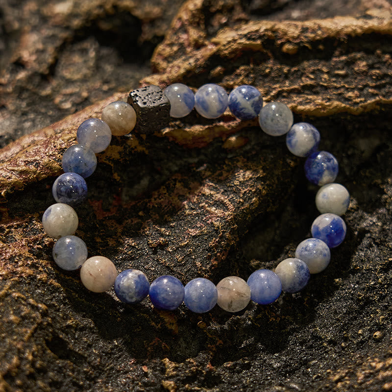 Bracelet en perles de sodalite bleue en pierre de lave naturelle Olivenorma