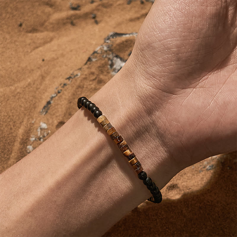 Bracelet de perles en obsidienne œil de tigre Olivenorma Roller Bead