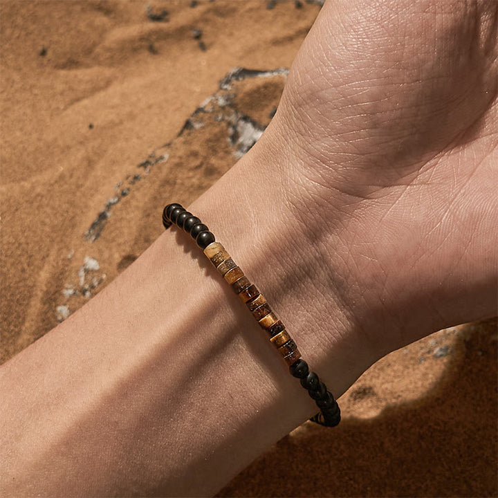 Bracelet de perles en obsidienne œil de tigre Olivenorma Roller Bead