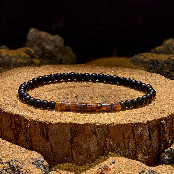 Bracelet de perles en obsidienne œil de tigre Olivenorma Roller Bead