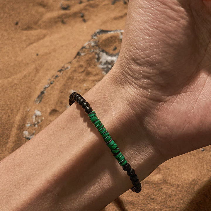 Bracelet de perles en obsidienne et malachite Olivenorma Roller Bead