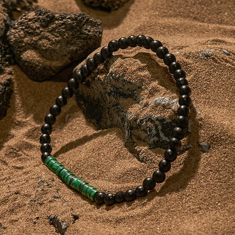 Bracelet de perles en obsidienne et malachite Olivenorma Roller Bead