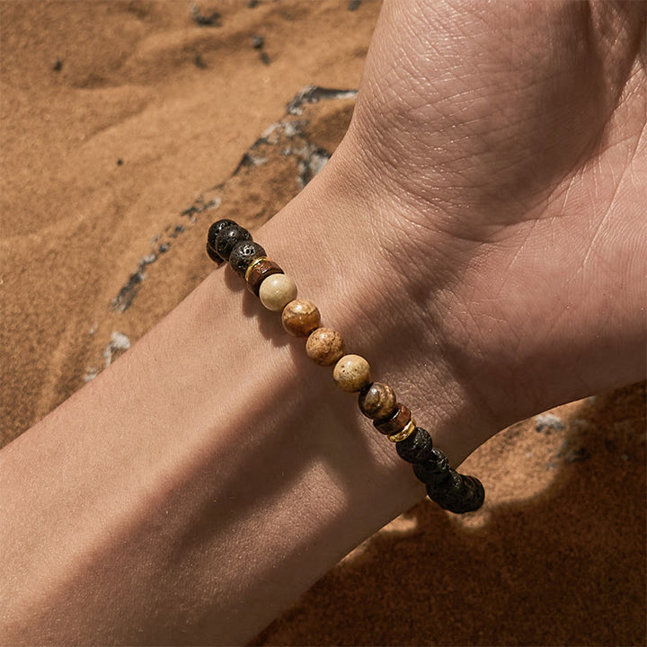 Bracelet en perles de jaspe en pierre de lave de 6 mm Olivenorma