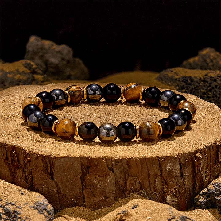 Bracelet de perles en hématite et obsidienne œil de tigre Olivenorma 8 mm