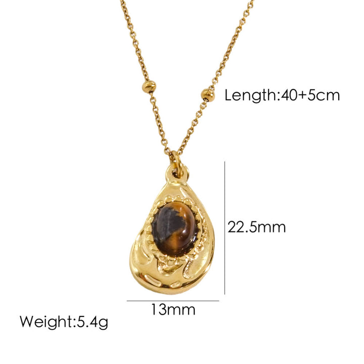 Collier avec pendentif en œil de tigre naturel Olivenorma