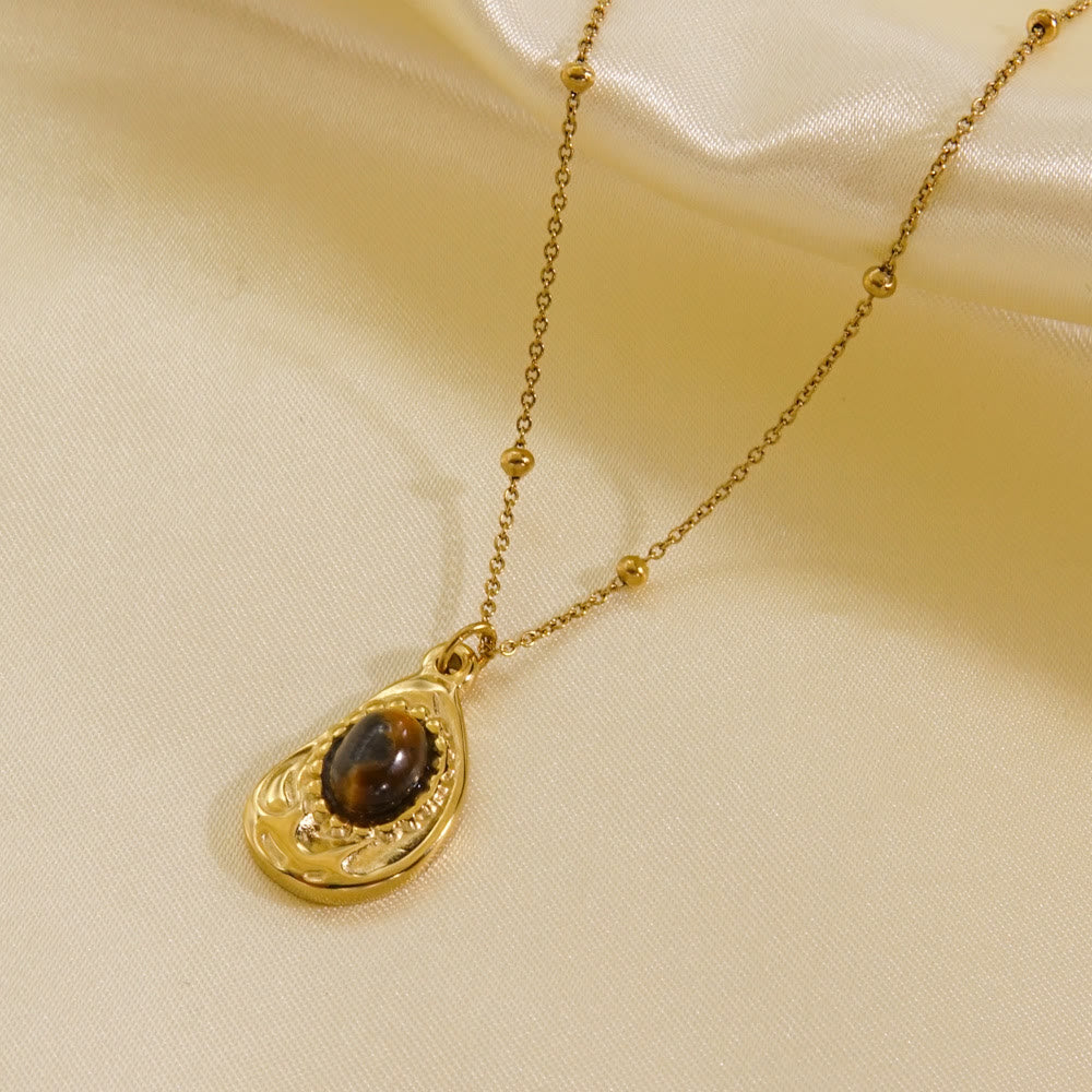 Collier avec pendentif en œil de tigre naturel Olivenorma