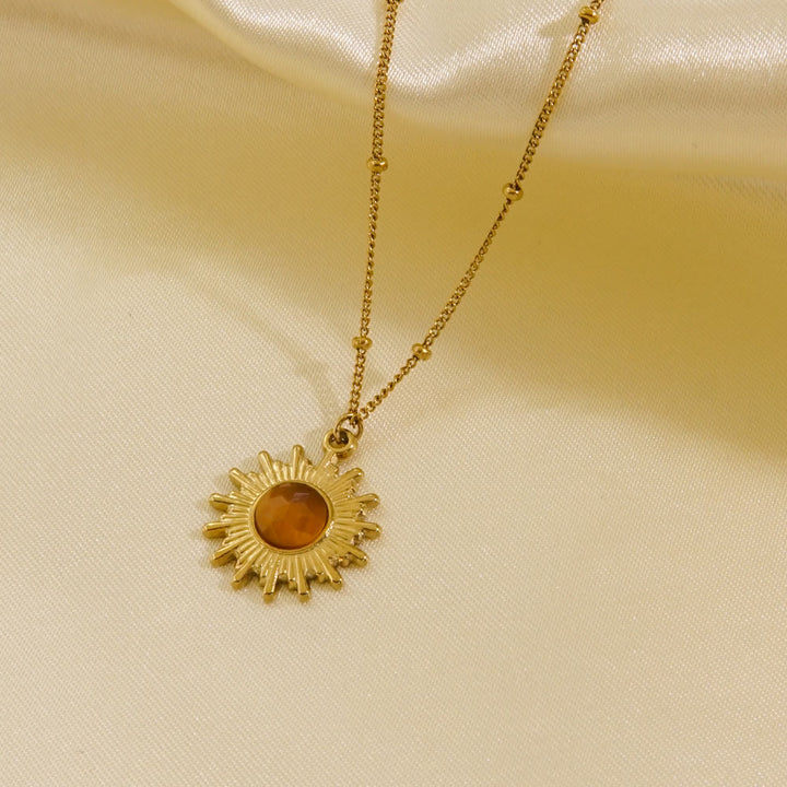 Collier avec pendentif en œil de tigre naturel Olivenorma