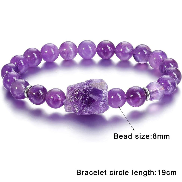 Bracelet en améthyste naturelle brute de 8 mm Olivenorma