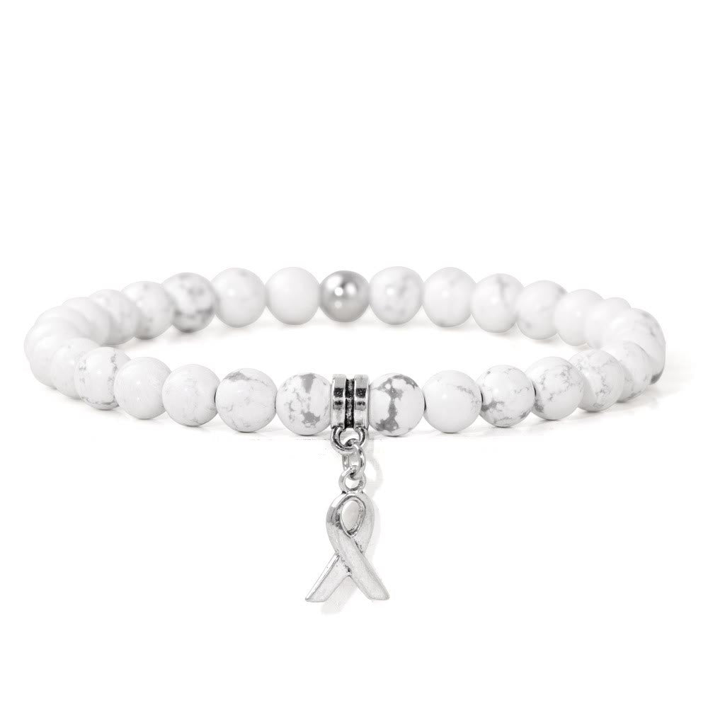 Bracelet porte-bonheur en perles de pierres précieuses naturelles avec breloque ruban Olivenorma