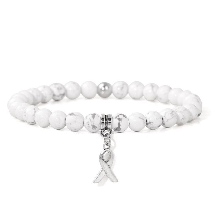 Bracelet porte-bonheur en perles de pierres précieuses naturelles avec breloque ruban Olivenorma