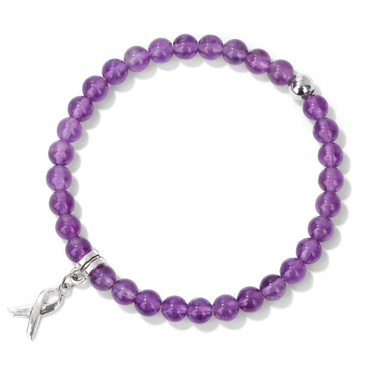 Bracelet porte-bonheur en perles de pierres précieuses naturelles avec breloque ruban Olivenorma