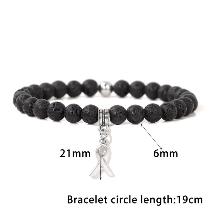 Bracelet porte-bonheur en perles de pierres précieuses naturelles avec breloque ruban Olivenorma