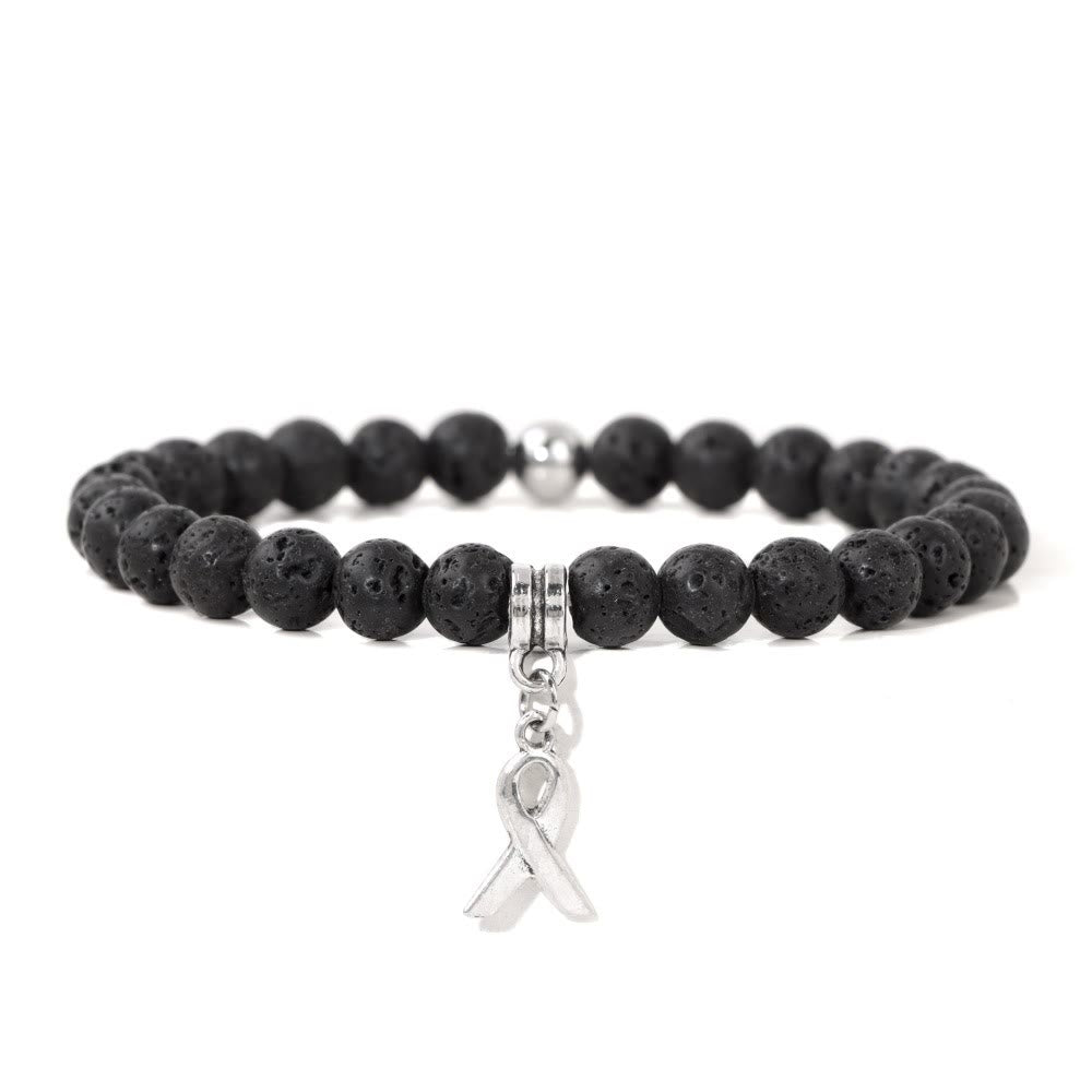 Bracelet porte-bonheur en perles de pierres précieuses naturelles avec breloque ruban Olivenorma