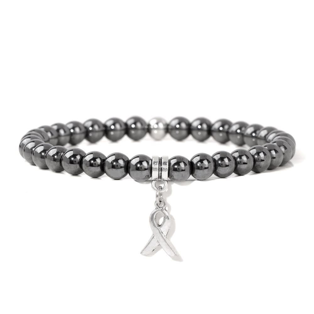 Bracelet porte-bonheur en perles de pierres précieuses naturelles avec breloque ruban Olivenorma