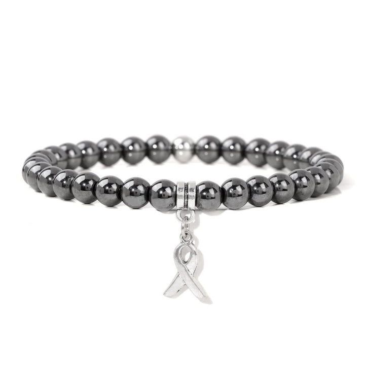 Bracelet porte-bonheur en perles de pierres précieuses naturelles avec breloque ruban Olivenorma