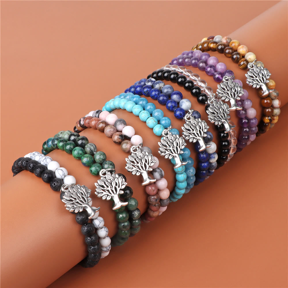 Bracelet double couche de pierres précieuses Arbre de vie Olivenorma