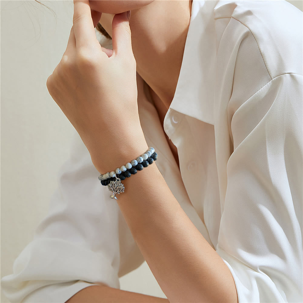 Bracelet double couche de pierres précieuses Arbre de vie Olivenorma