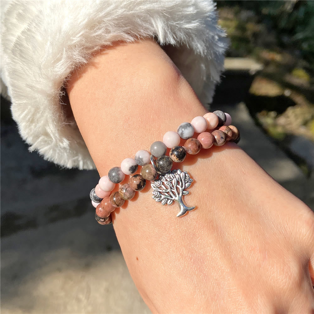 Bracelet double couche de pierres précieuses Arbre de vie Olivenorma