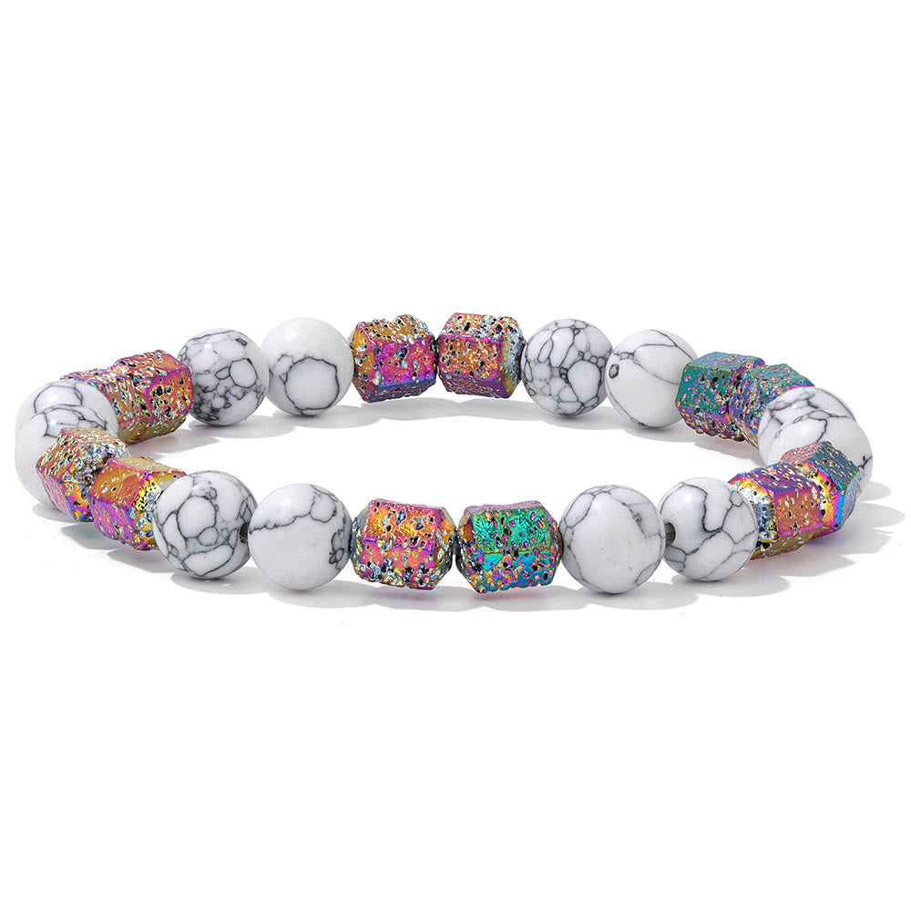 Bracelet en perles de pierre de lave géométriques pailletées Olivenorma