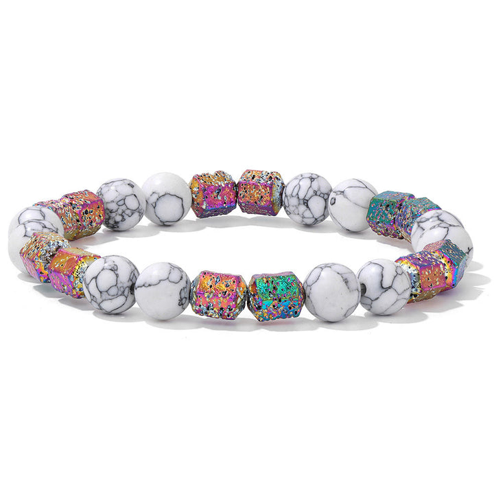 Bracelet en perles de pierre de lave géométriques pailletées Olivenorma